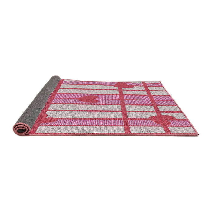 Thickness of Patterned Light Rose Pink Novelty Rug, pat1140