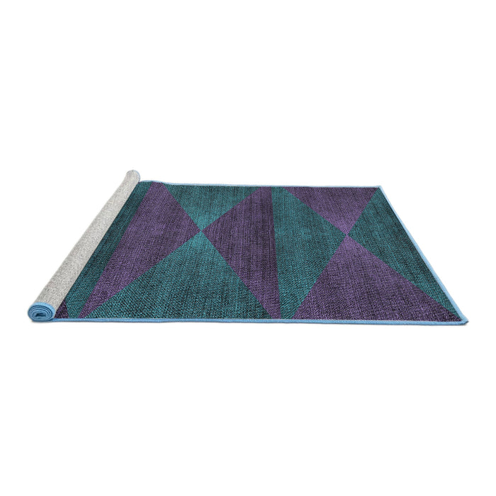 Serging Thickness of Machine Washable Transitional Dark Slate Blue Rug, wshpat1142