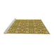 Serging Thickness of Machine Washable Transitional Yellow Rug, wshpat1149