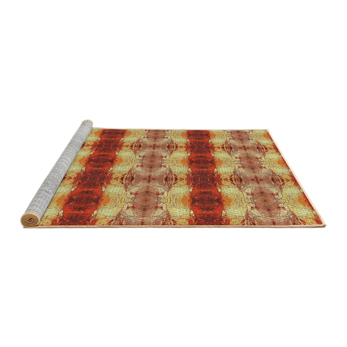Serging Thickness of Machine Washable Transitional Orange Rug, wshpat1150
