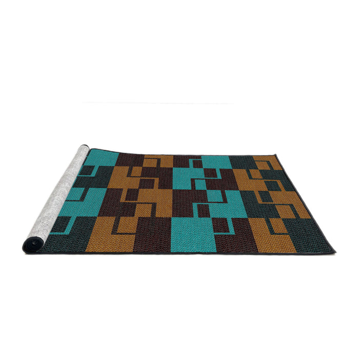 Serging Thickness of Machine Washable Transitional Sea Green Rug, wshpat1153
