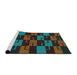 Serging Thickness of Machine Washable Transitional Sea Green Rug, wshpat1153