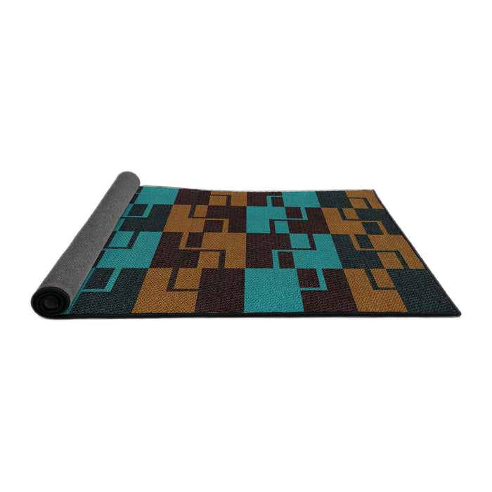 Thickness of Patterned Sea Green Novelty Rug, pat1153