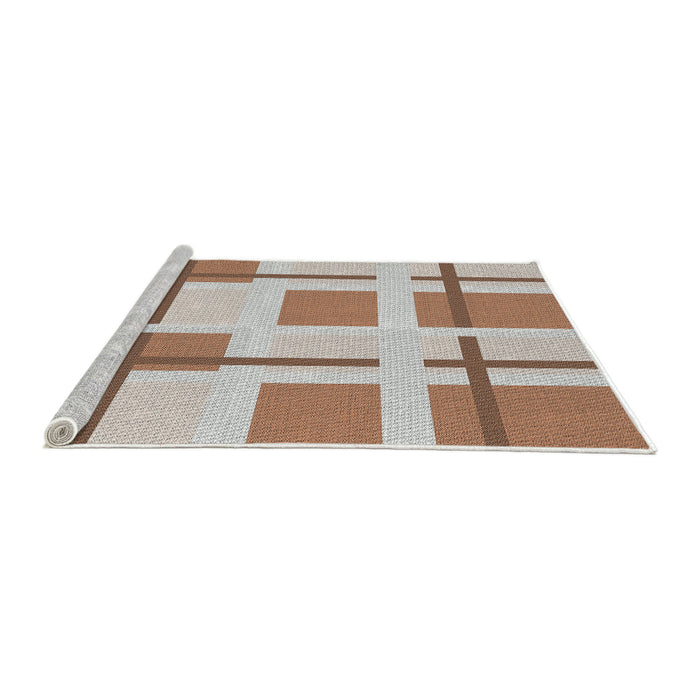 Serging Thickness of Machine Washable Transitional Gold Brown Rug, wshpat1157