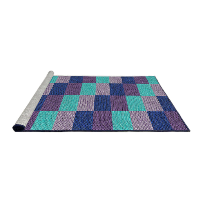 Serging Thickness of Machine Washable Transitional Denim Blue Rug, wshpat1163