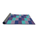 Thickness of Patterned Denim Blue Novelty Rug, pat1163