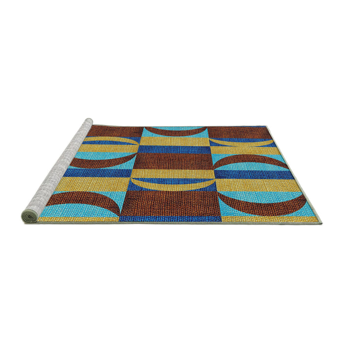 Serging Thickness of Machine Washable Transitional Green Rug, wshpat1167