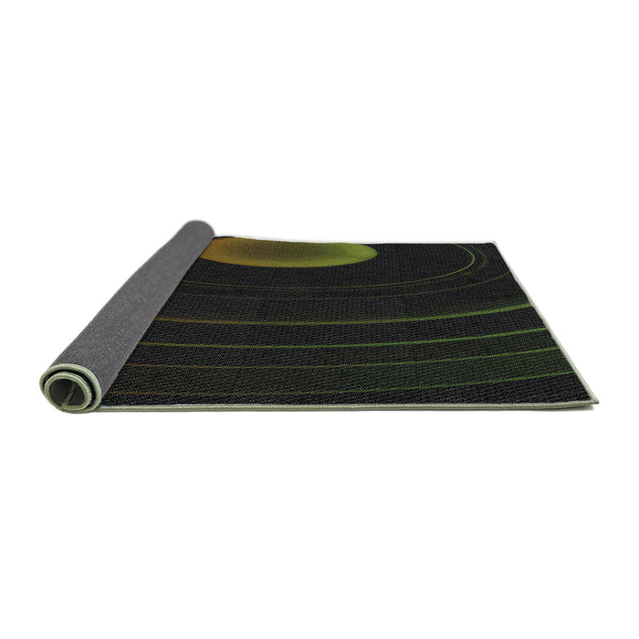 Thickness of Patterned Black Novelty Rug, pat117