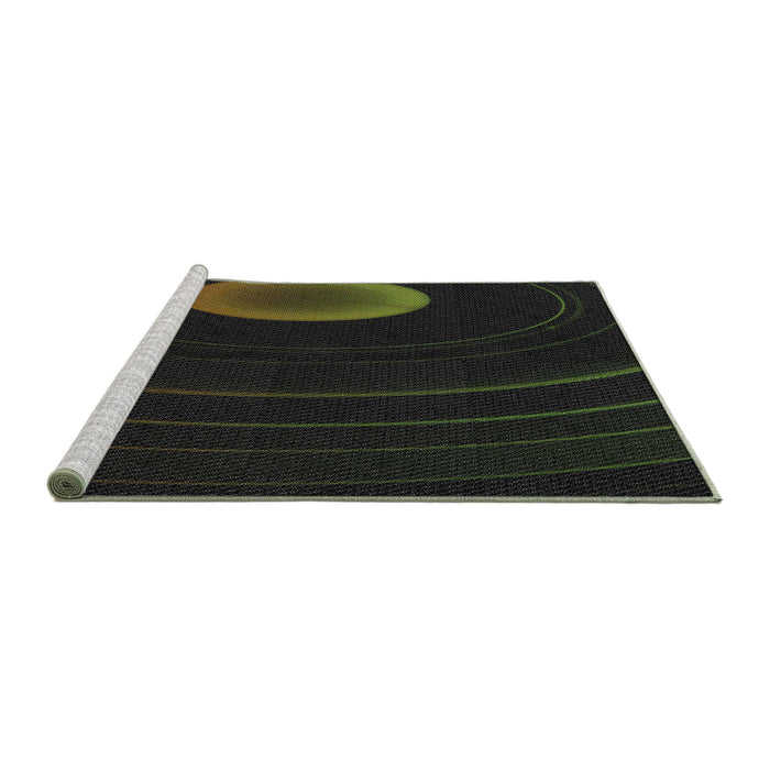 Serging Thickness of Machine Washable Transitional Black Rug, wshpat117