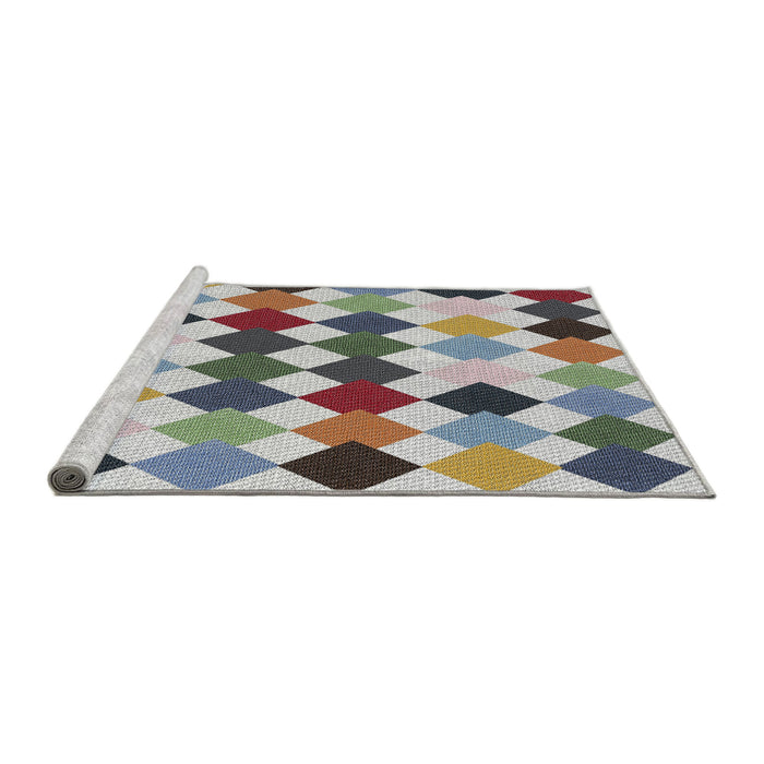 Serging Thickness of Machine Washable Transitional Grey Gray Rug, wshpat1170