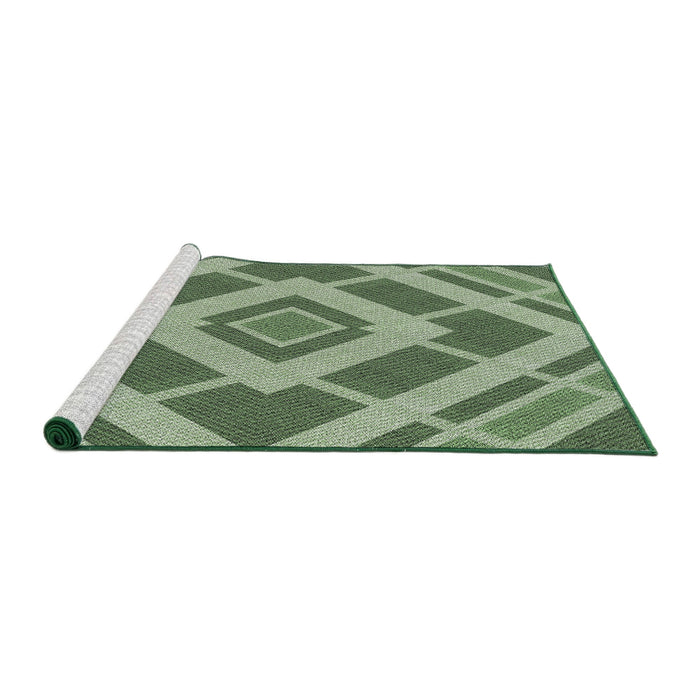 Serging Thickness of Machine Washable Transitional Medium Forest Green Rug, wshpat1173