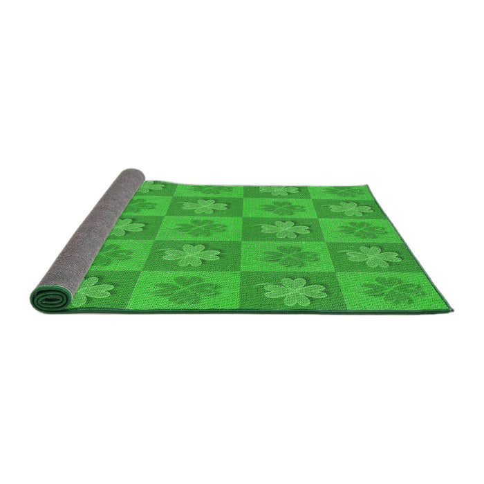 Thickness of Patterned Neon Green Novelty Rug, pat1174