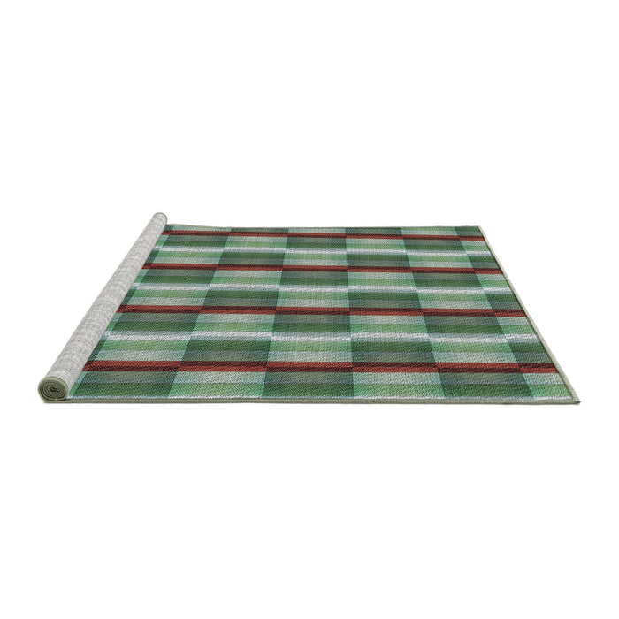 Serging Thickness of Machine Washable Transitional Green Rug, wshpat1175