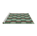 Serging Thickness of Machine Washable Transitional Green Rug, wshpat1175