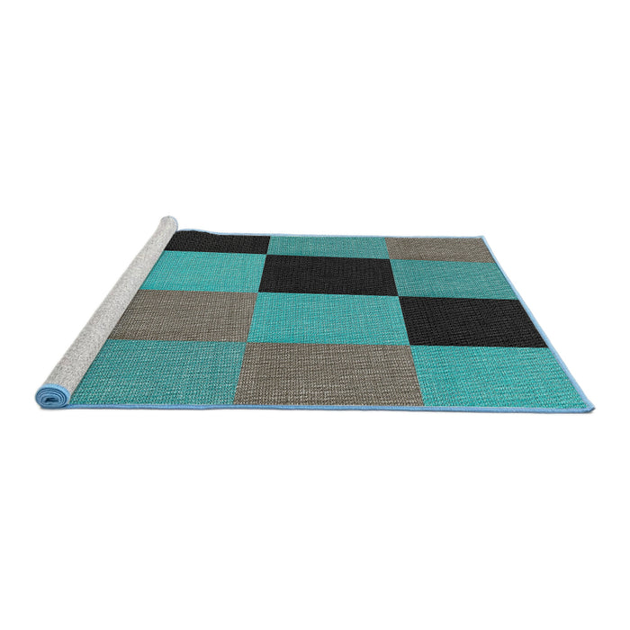 Serging Thickness of Machine Washable Transitional Turquoise Green Rug, wshpat1177