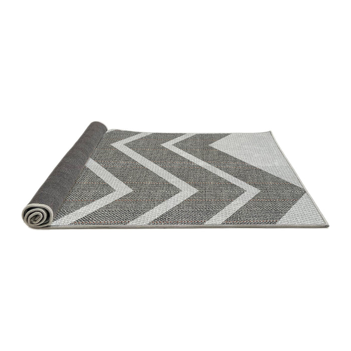 Thickness of Patterned Platinum Gray Novelty Rug, pat1178