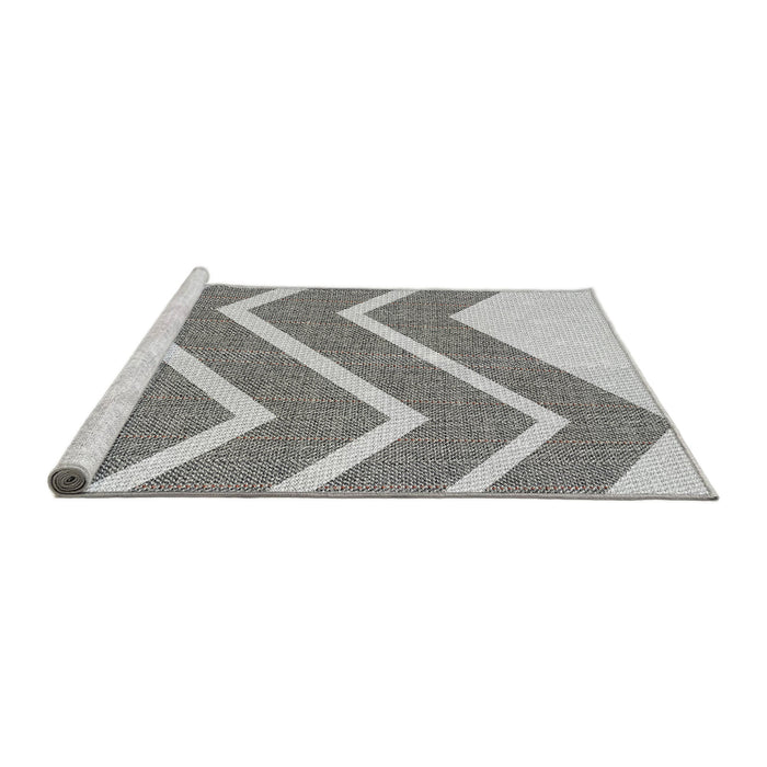 Serging Thickness of Machine Washable Transitional Platinum Gray Rug, wshpat1178