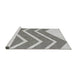 Serging Thickness of Machine Washable Transitional Platinum Gray Rug, wshpat1178