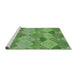 Serging Thickness of Machine Washable Transitional Shamrock Green Rug, wshpat1182