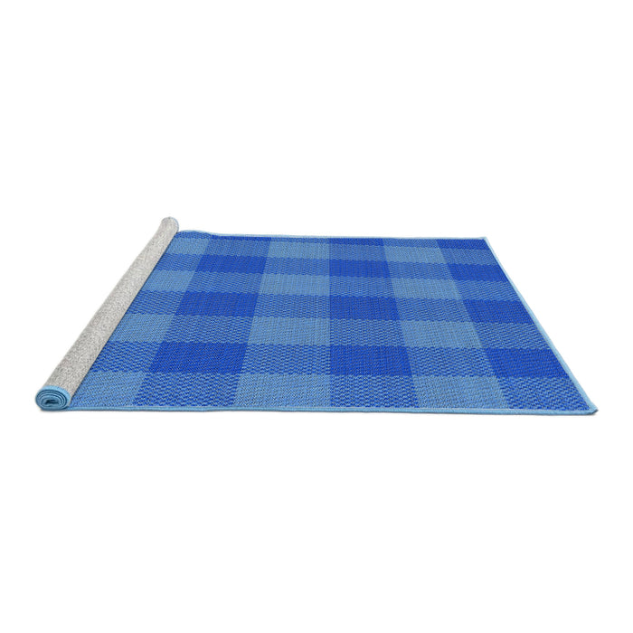 Serging Thickness of Machine Washable Transitional Blue Rug, wshpat1183