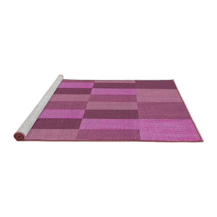 Serging Thickness of Machine Washable Transitional HotPink Rug, wshpat1187