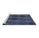 Serging Thickness of Machine Washable Transitional Deep-Sea Blue Rug, wshpat1188