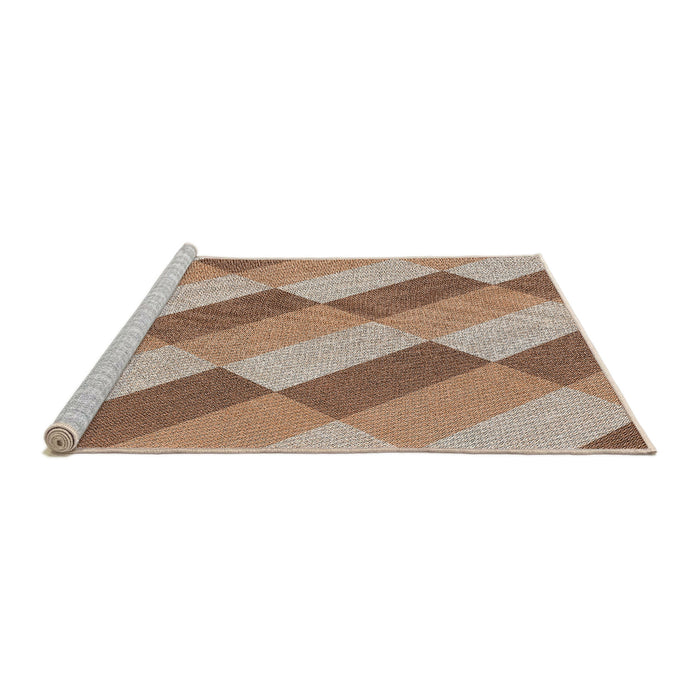 Serging Thickness of Machine Washable Transitional Sienna Brown Rug, wshpat1192