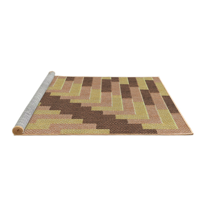 Serging Thickness of Machine Washable Transitional Saddle Brown Rug, wshpat1195