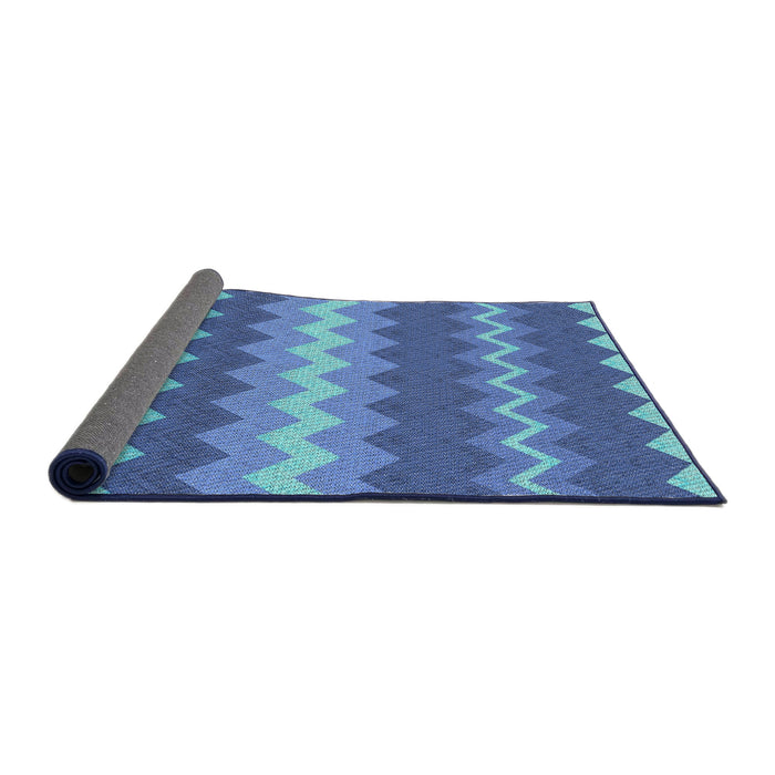 Thickness of Patterned Sapphire Blue Novelty Rug, pat1197