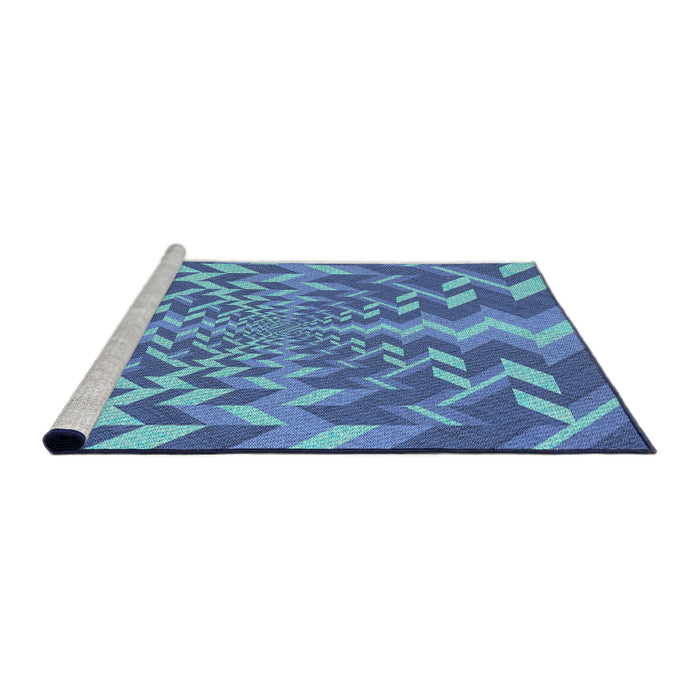 Serging Thickness of Machine Washable Transitional Sapphire Blue Rug, wshpat1198
