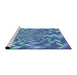 Serging Thickness of Machine Washable Transitional Sapphire Blue Rug, wshpat1198