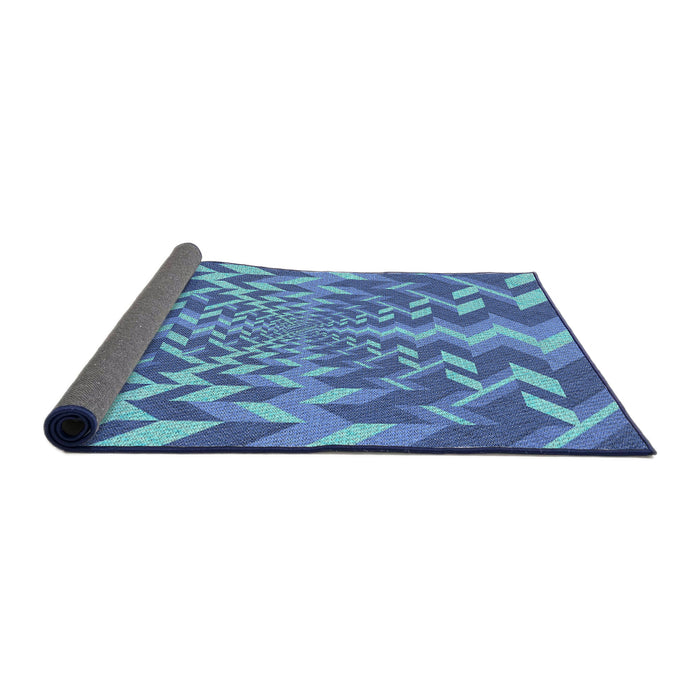 Thickness of Patterned Sapphire Blue Novelty Rug, pat1198