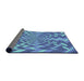 Thickness of Patterned Sapphire Blue Novelty Rug, pat1198