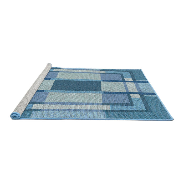 Serging Thickness of Machine Washable Transitional LightSky Blue Rug, wshpat1199