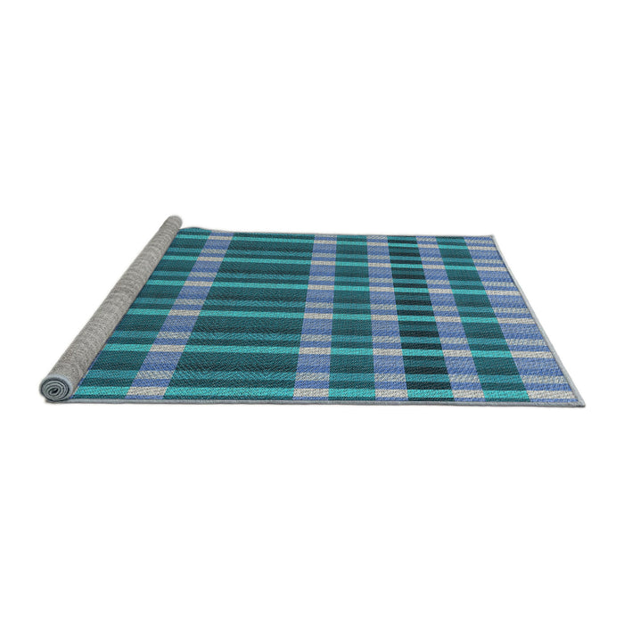 Serging Thickness of Machine Washable Transitional Diamond Blue Rug, wshpat1201