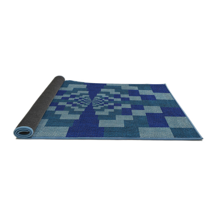 Thickness of Patterned Blue Novelty Rug, pat1205