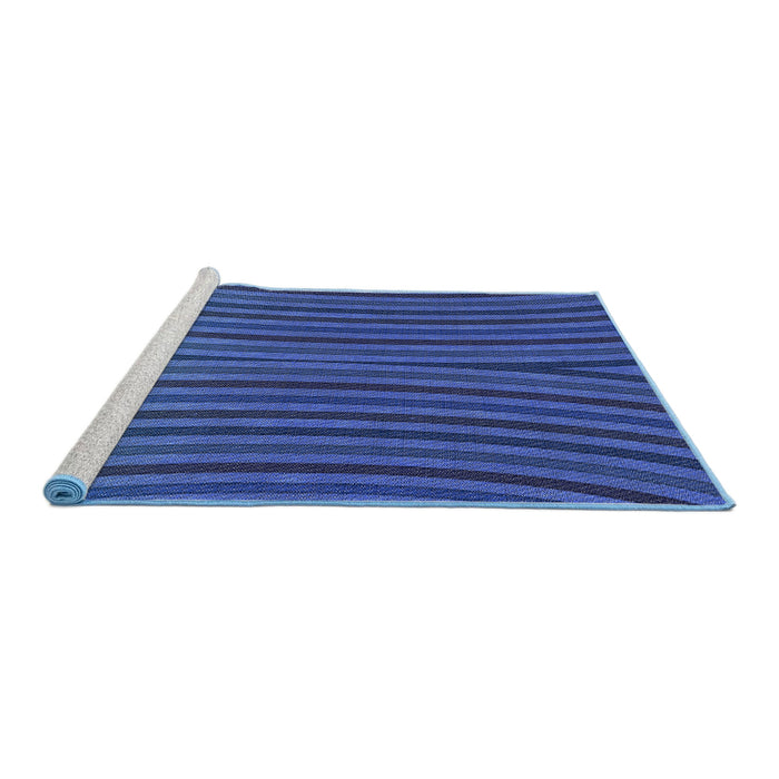 Serging Thickness of Machine Washable Transitional Blueberry Blue Rug, wshpat1210