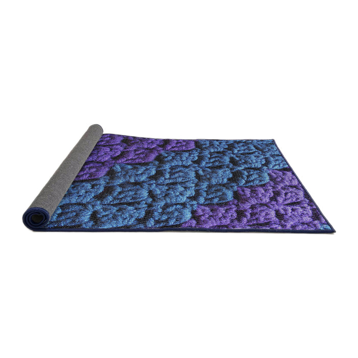 Thickness of Patterned Blue Lotus Blue Novelty Rug, pat1213