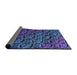 Thickness of Patterned Blue Lotus Blue Novelty Rug, pat1213