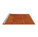 Serging Thickness of Machine Washable Transitional Neon Orange Rug, wshpat1216