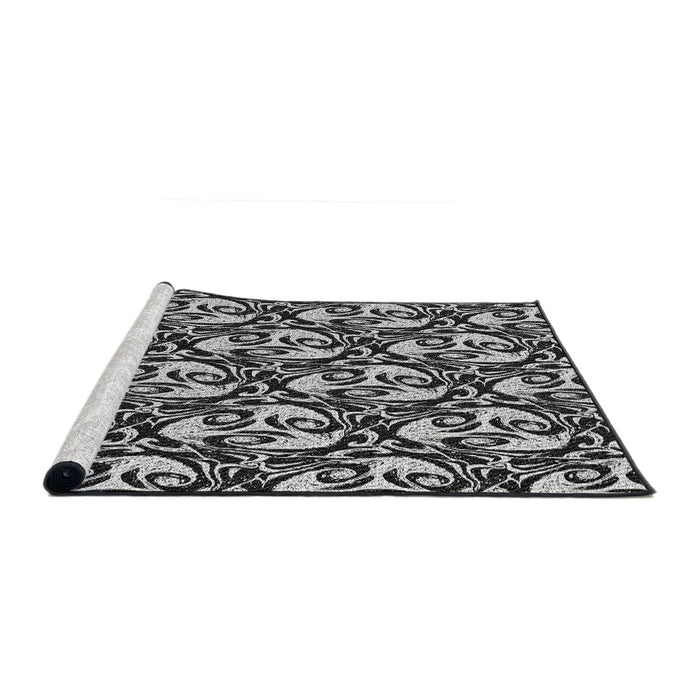 Serging Thickness of Machine Washable Transitional Midnight Gray Rug, wshpat1217