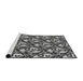 Serging Thickness of Machine Washable Transitional Midnight Gray Rug, wshpat1217