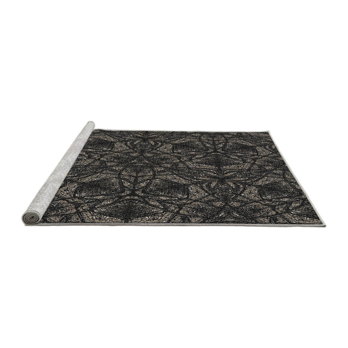 Serging Thickness of Machine Washable Transitional Black Rug, wshpat1218