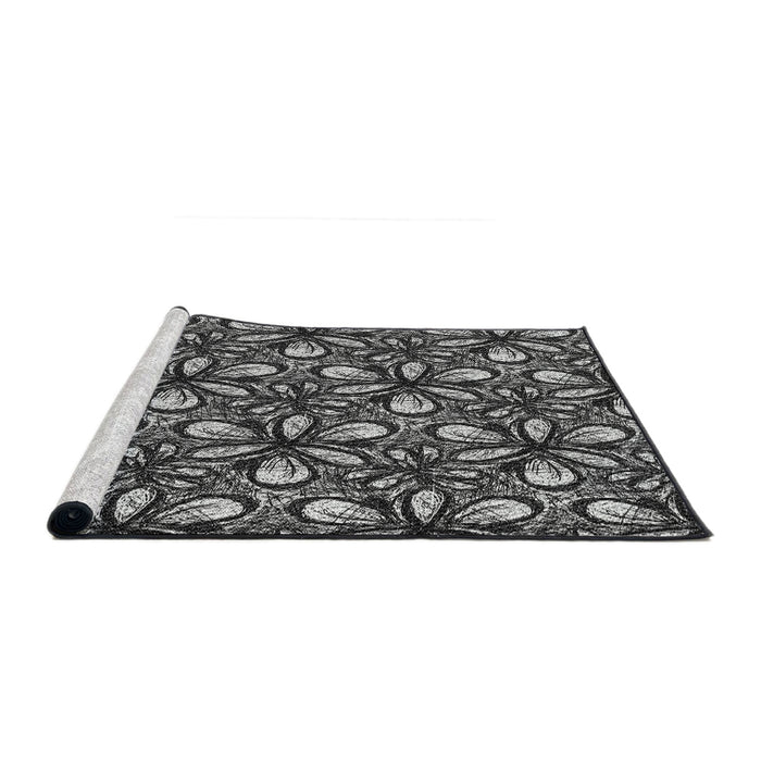 Serging Thickness of Machine Washable Transitional Midnight Gray Rug, wshpat1220