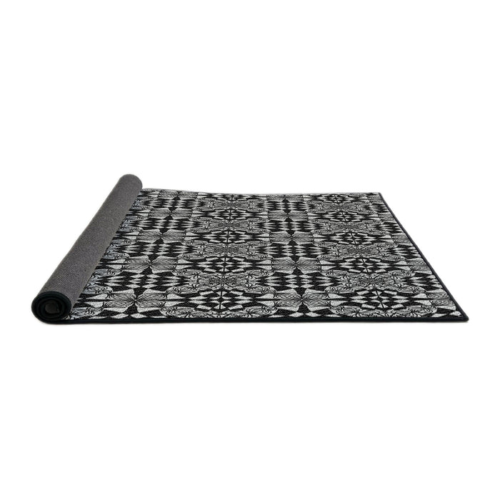 Thickness of Patterned Silver Gray Novelty Rug, pat1221