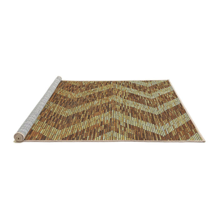 Serging Thickness of Machine Washable Transitional Metallic Gold Rug, wshpat1225