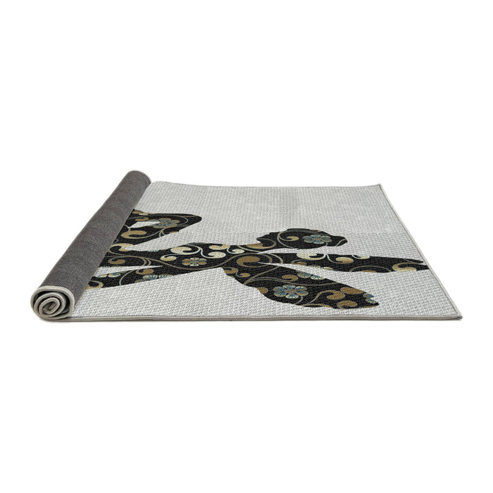 Thickness of Patterned Carbon Gray Novelty Rug, pat1232