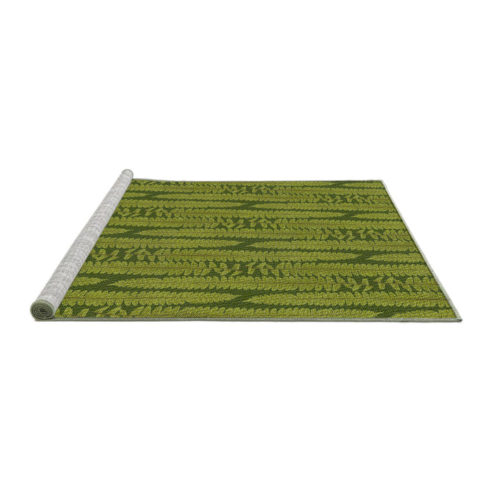 Serging Thickness of Machine Washable Transitional Pistachio Green Rug, wshpat1235