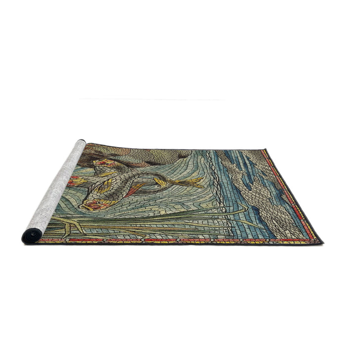 Serging Thickness of Machine Washable Transitional Milk Chocolate Brown Rug, wshpat1239