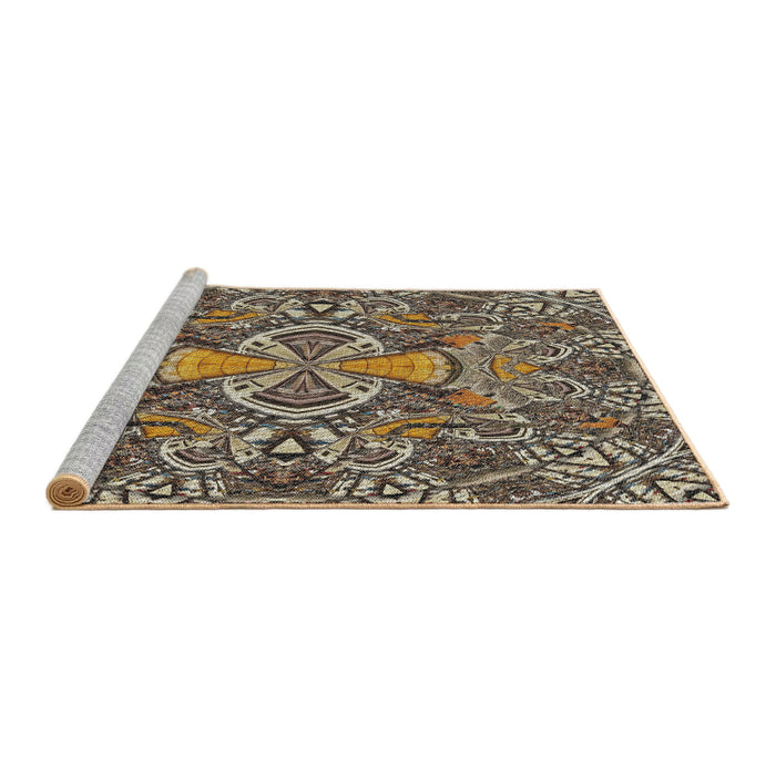 Serging Thickness of Machine Washable Transitional Light French Beige Brown Rug, wshpat124
